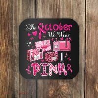 October We Wear Breast Cancer Awareness Postal Worker Coaster thumb 0