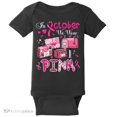 October We Wear Breast Cancer Awareness Postal Worker Baby Bodysuit