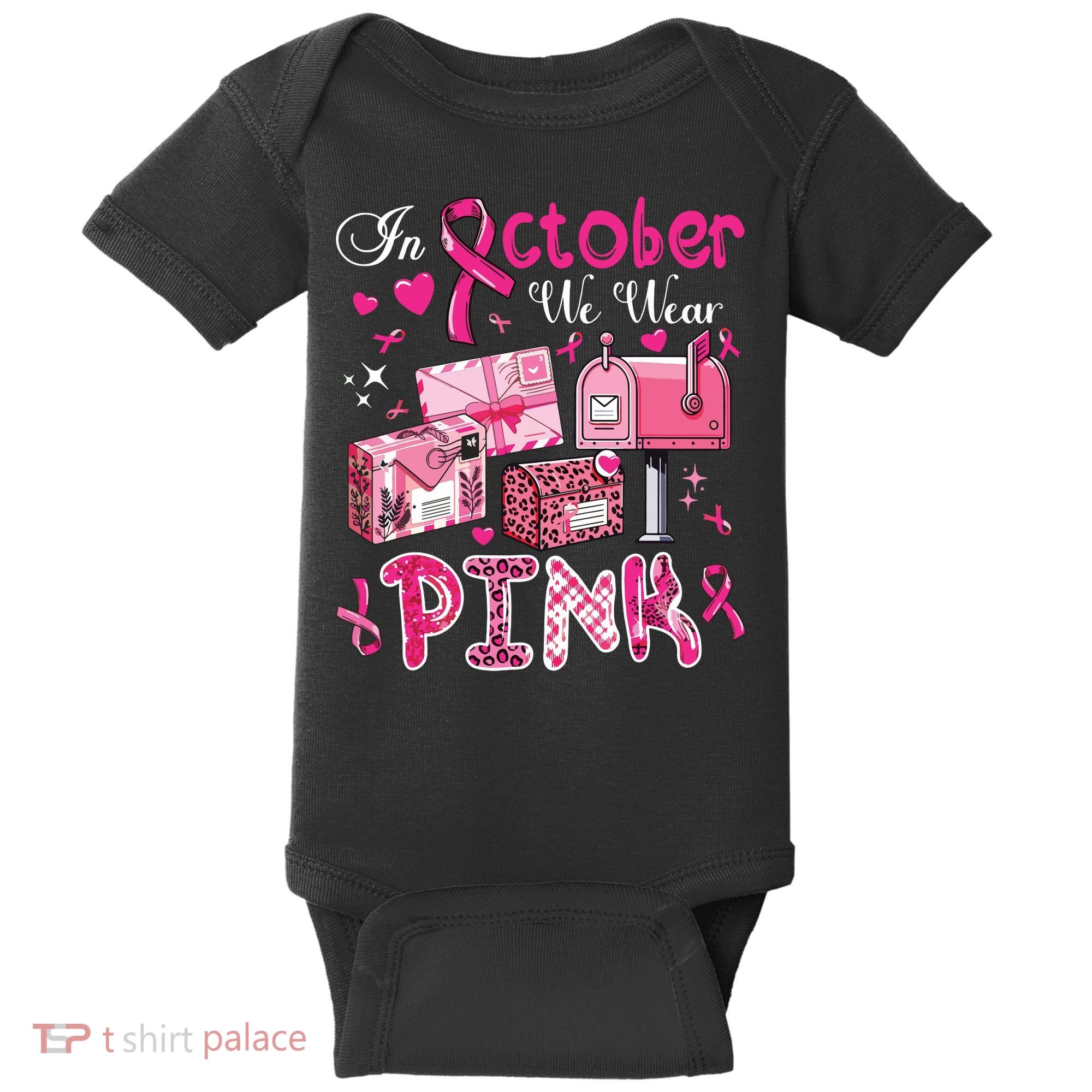 October We Wear Breast Cancer Awareness Postal Worker Baby Bodysuit