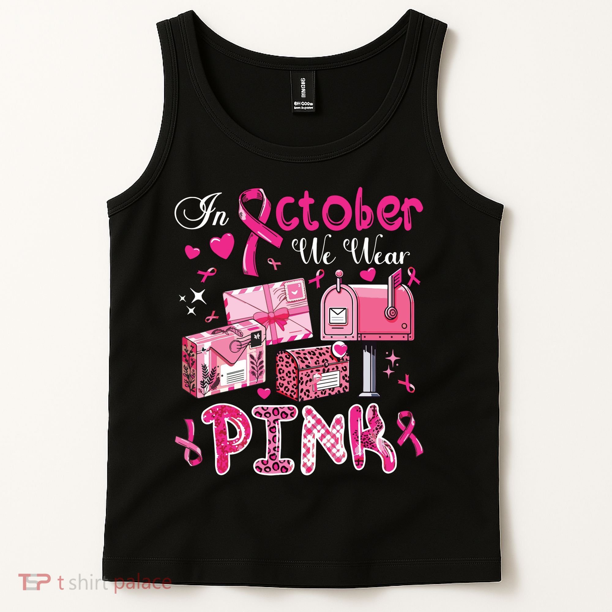 October We Wear Breast Cancer Awareness Postal Worker Tank Top