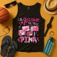 October We Wear Breast Cancer Awareness Postal Worker Tank Top thumb 4