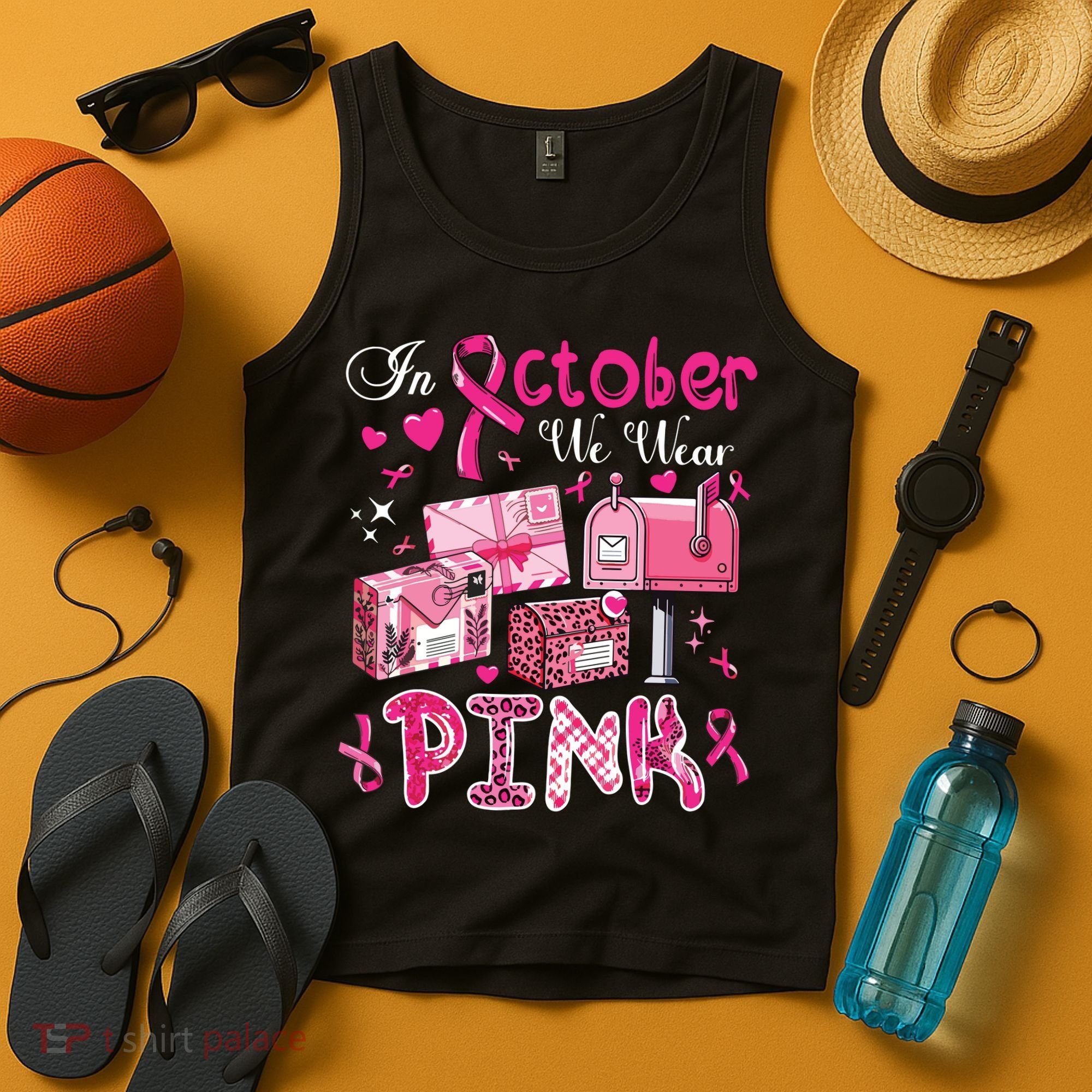 October We Wear Breast Cancer Awareness Postal Worker Tank Top