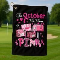 October We Wear Breast Cancer Awareness Postal Worker Golf Towel thumb 1