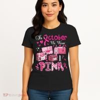 October We Wear Breast Cancer Awareness Postal Worker Women's T-Shirt thumb 4