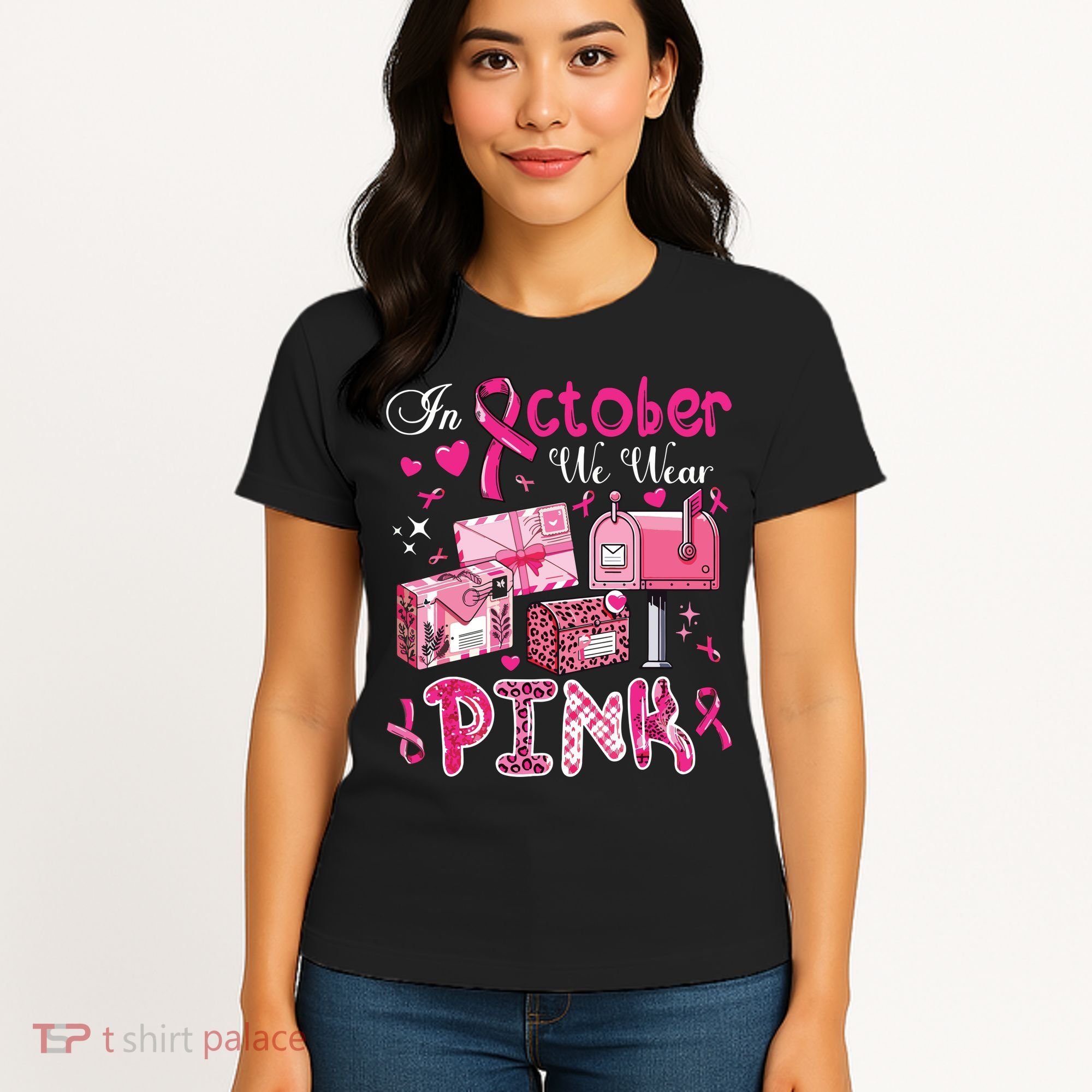 October We Wear Breast Cancer Awareness Postal Worker Women's T-Shirt