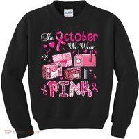 October We Wear Breast Cancer Awareness Postal Worker Kids Sweatshirt thumb 0