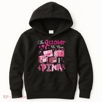 October We Wear Breast Cancer Awareness Postal Worker Kids Hoodie thumb 0