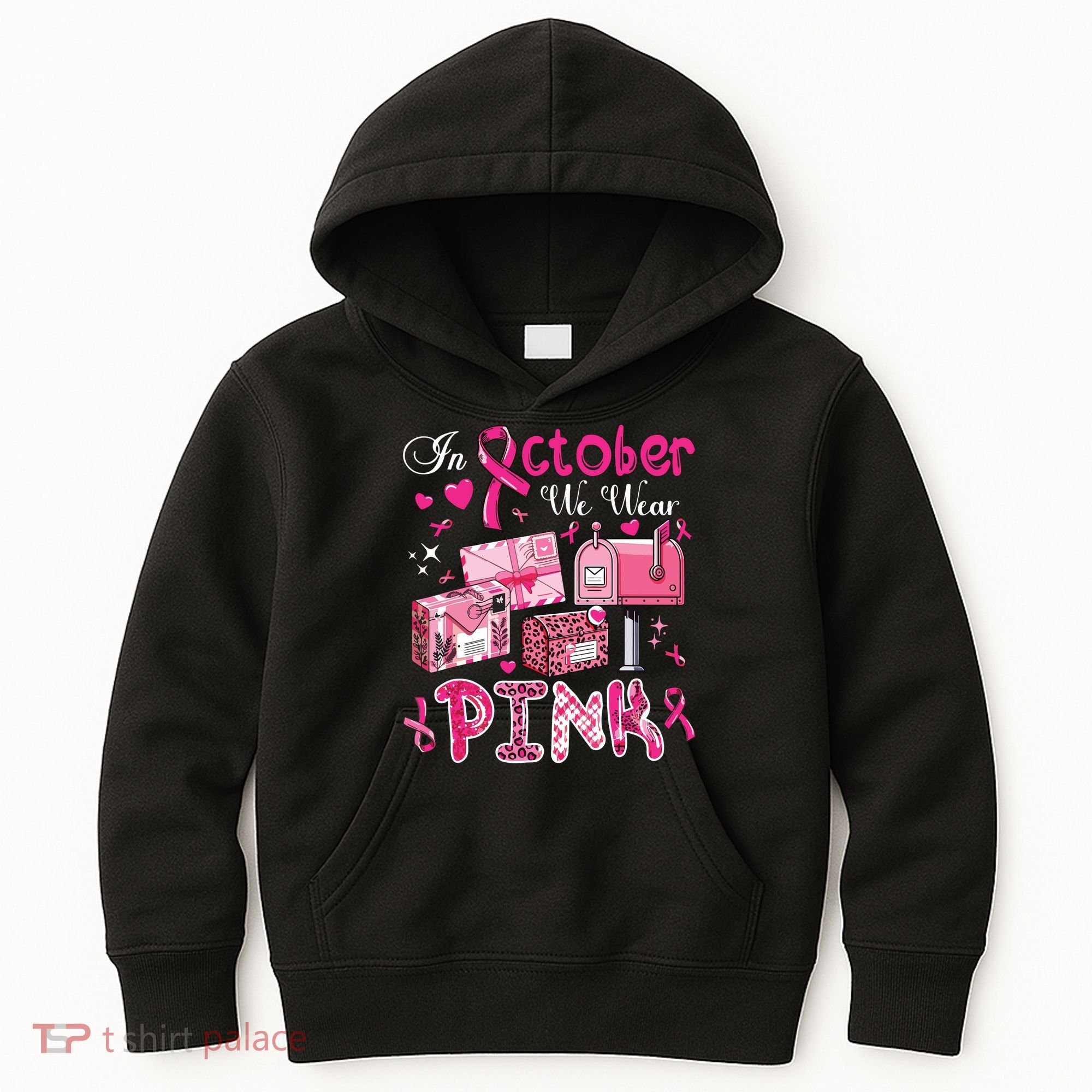October We Wear Breast Cancer Awareness Postal Worker Kids Hoodie