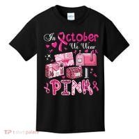 October We Wear Breast Cancer Awareness Postal Worker Kids T-Shirt thumb 0