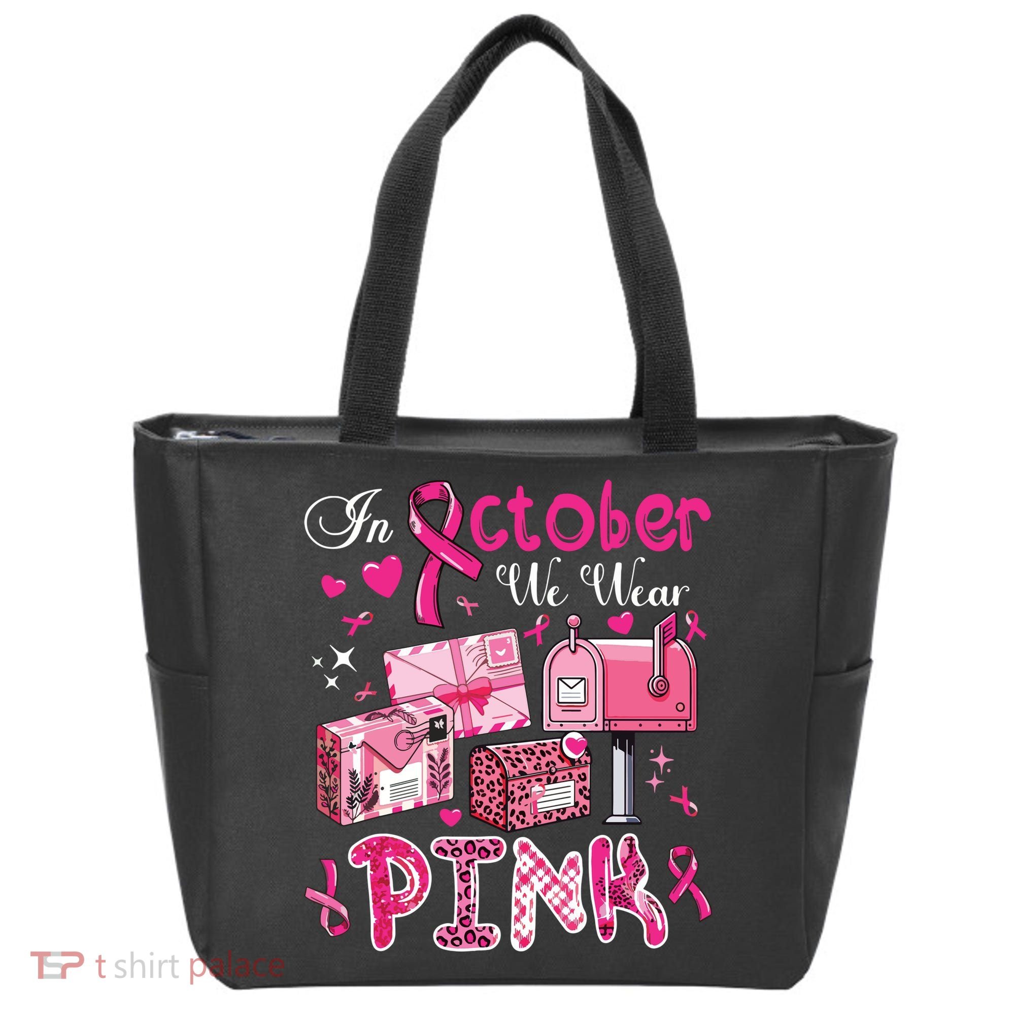October We Wear Breast Cancer Awareness Postal Worker Tote Bag