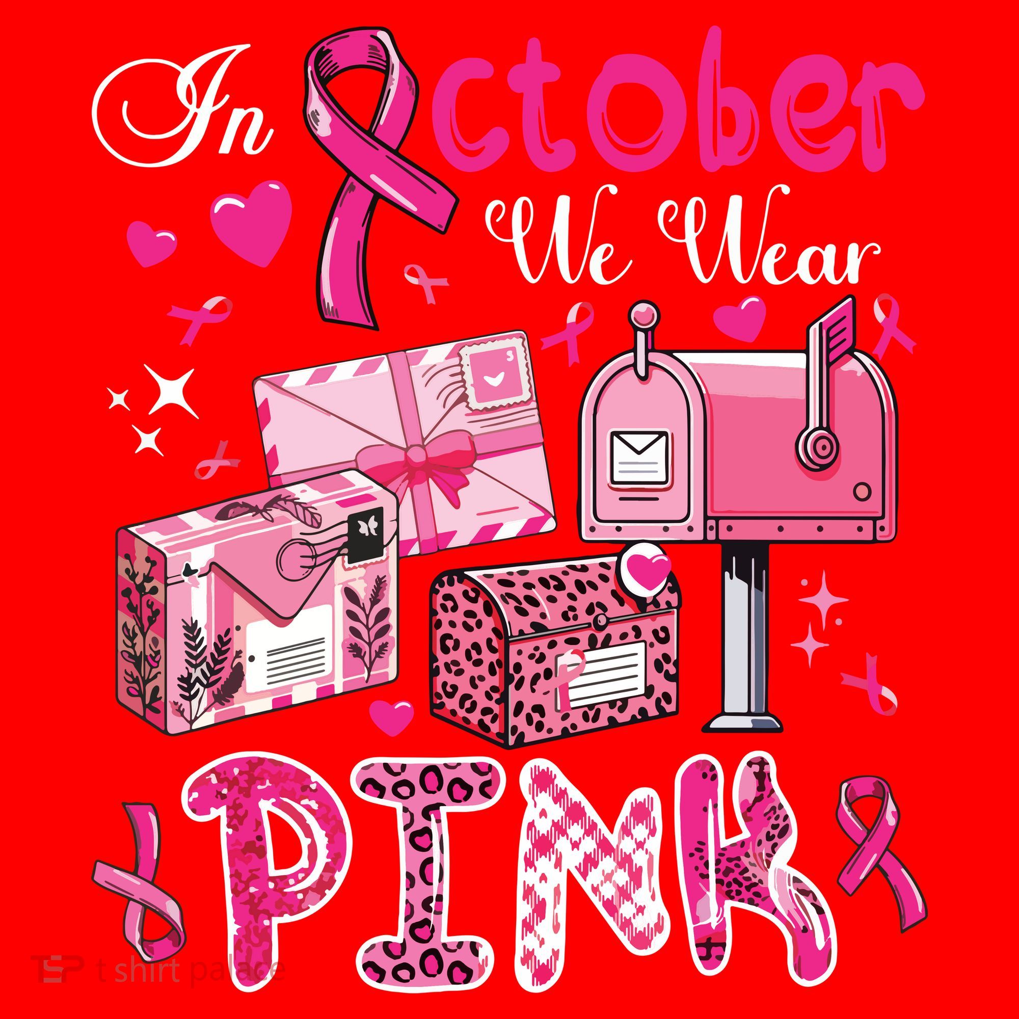 October We Wear Breast Cancer Awareness Postal Worker Santa Hat