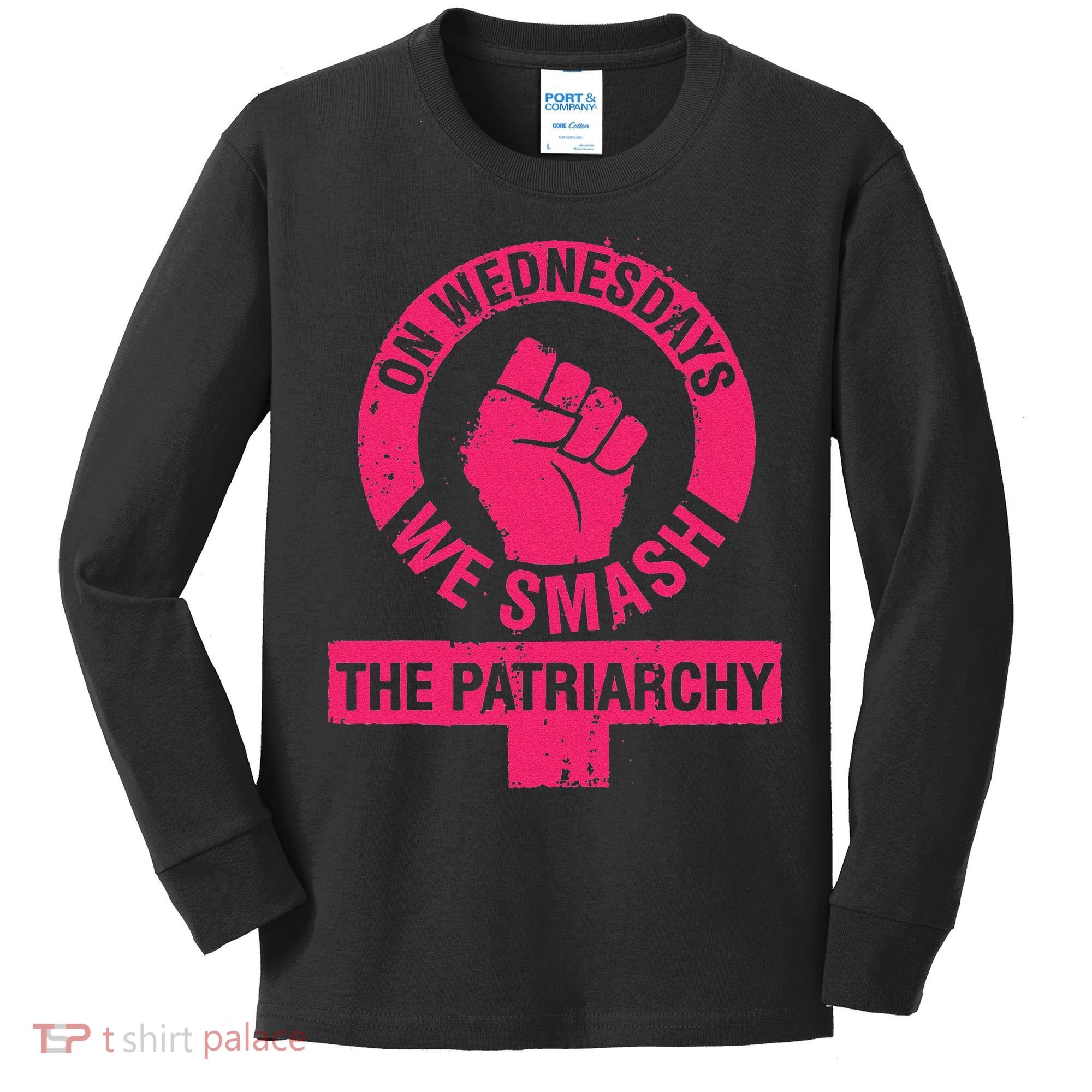 On Wednesdays We Smash The Patriarchy Women Rights Day 8 Kids Long Sleeve Shirt