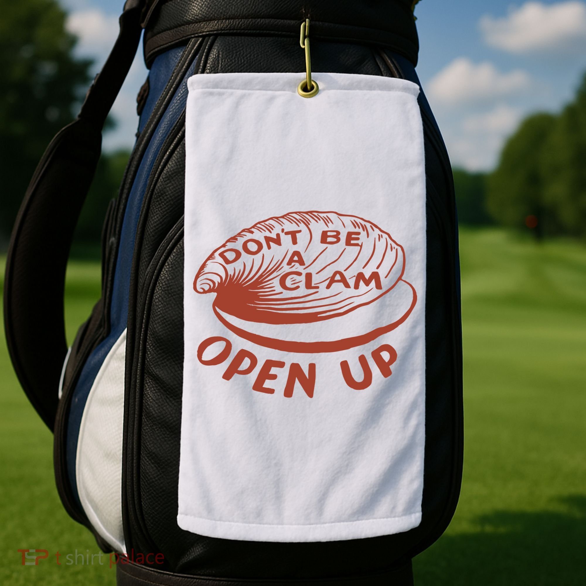 Don’t Be A Clam Open Up Golf Towel