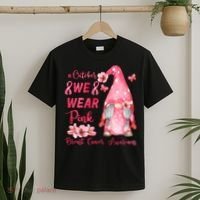 October We Wear Pink Gnome Breast Cancer Awareness T-Shirt thumb 2