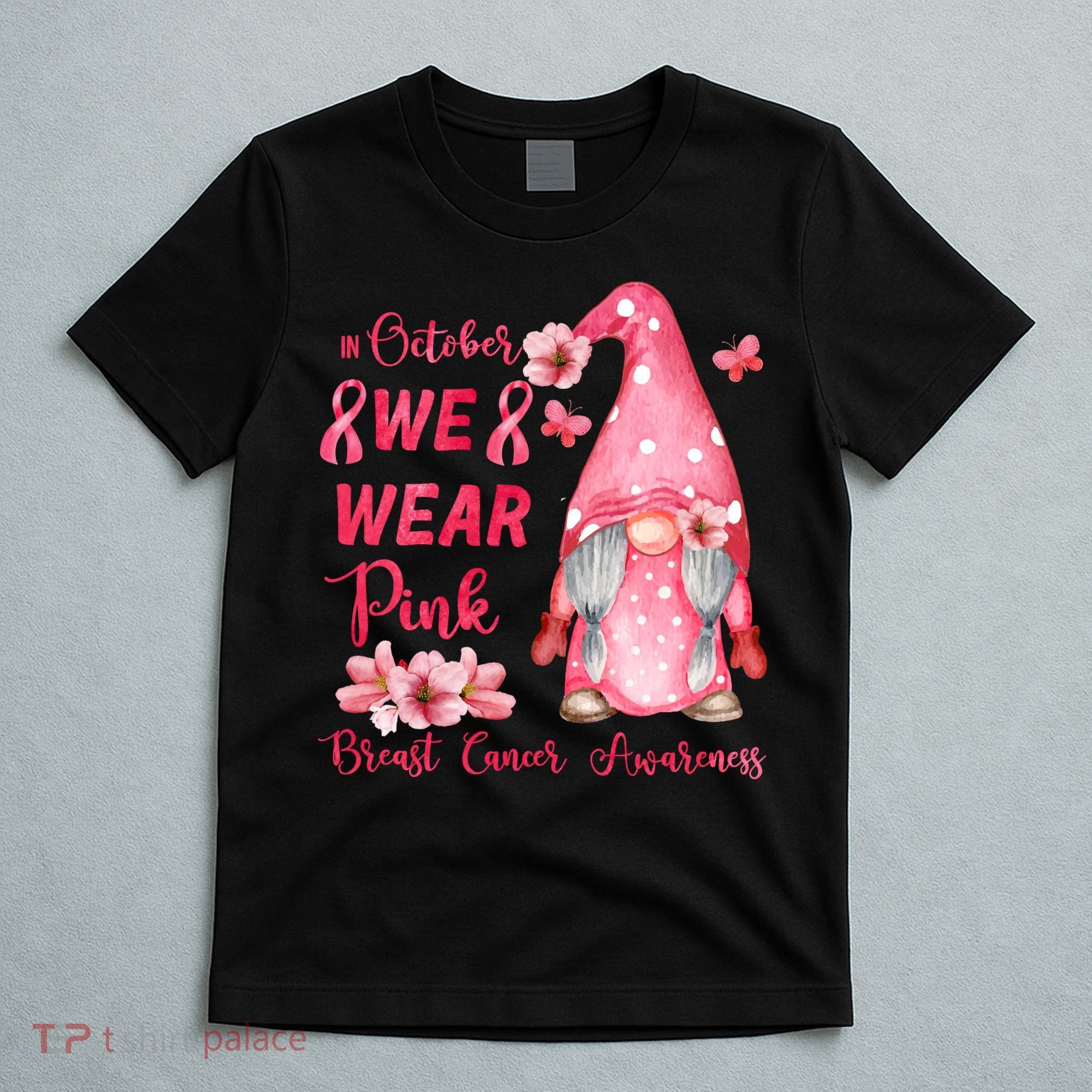 October We Wear Pink Gnome Breast Cancer Awareness T-Shirt