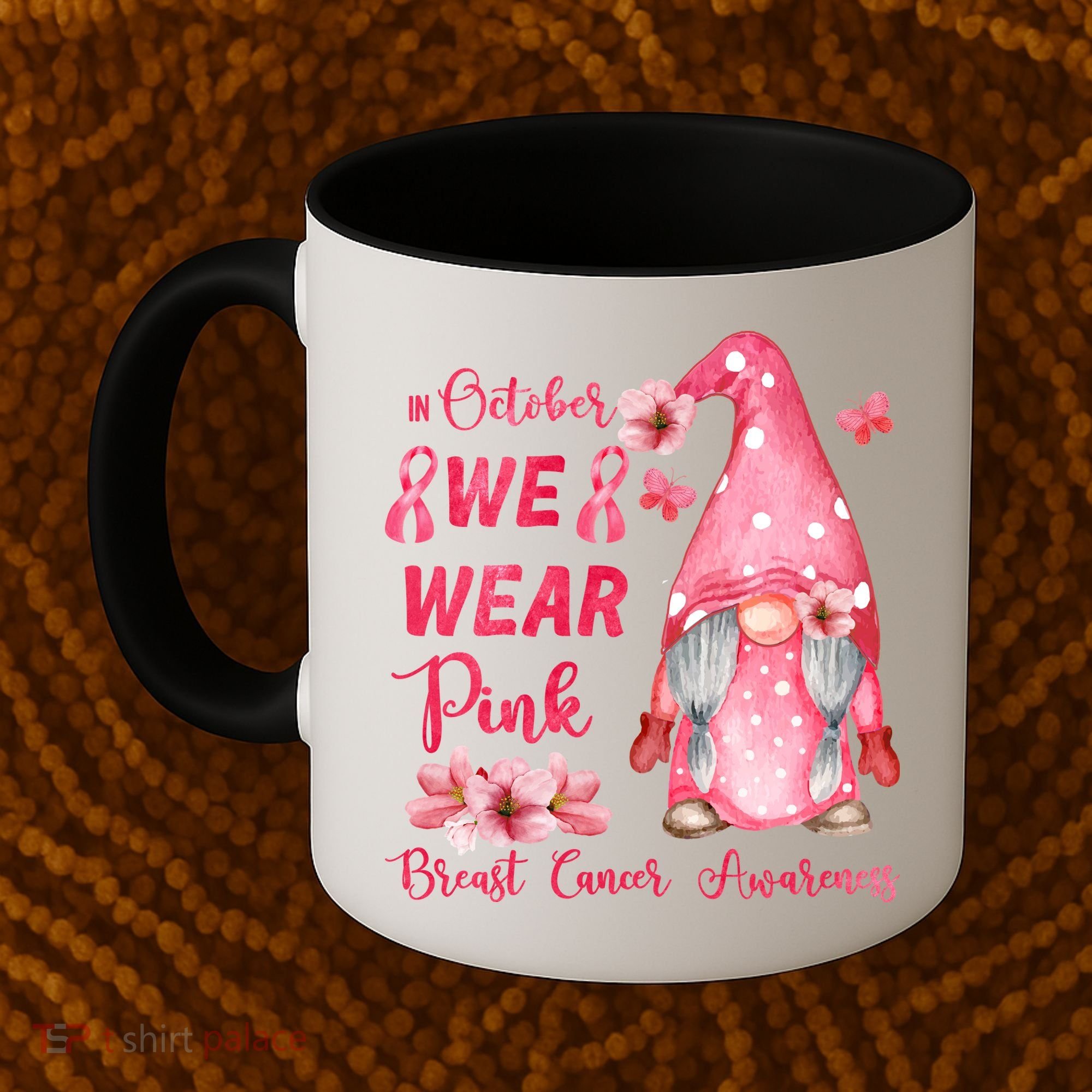 October We Wear Pink Gnome Breast Cancer Awareness Coffee Mug