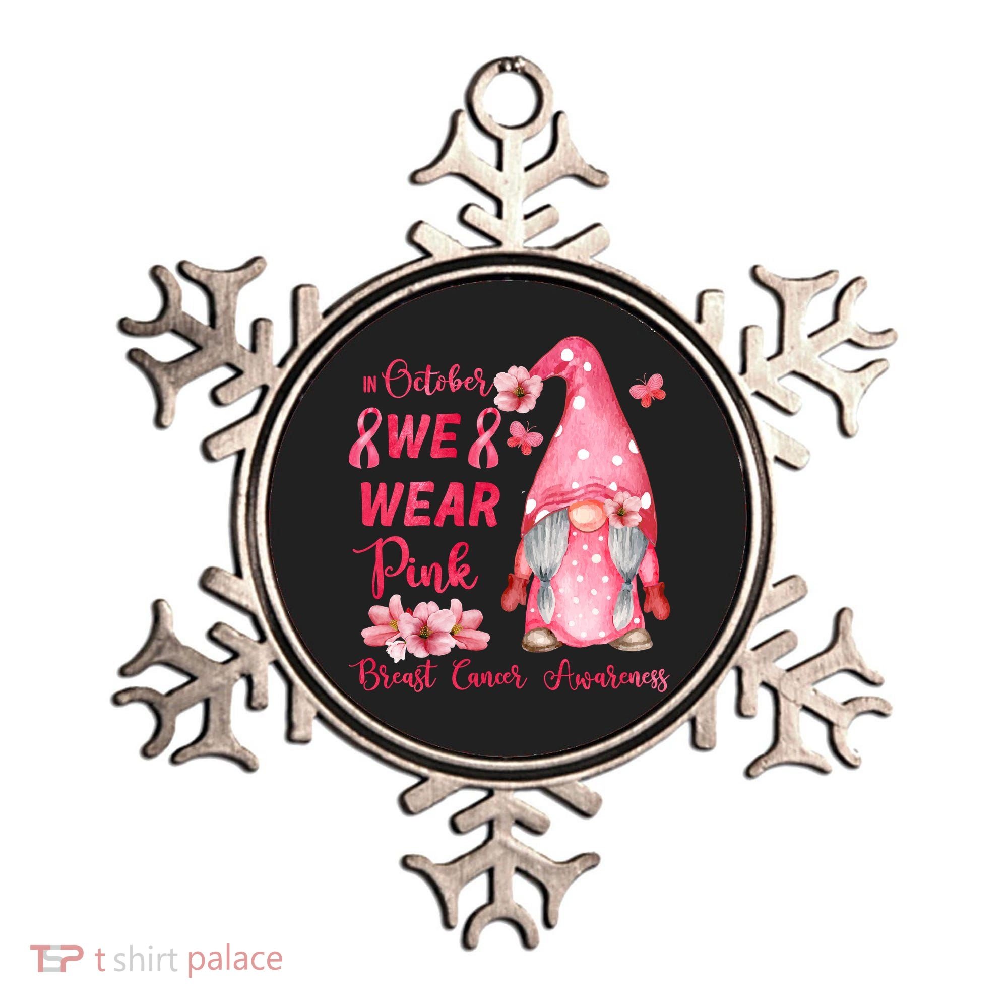 October We Wear Pink Gnome Breast Cancer Awareness Ornament