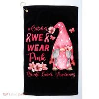 October We Wear Pink Gnome Breast Cancer Awareness Golf Towel thumb 0