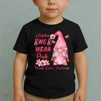 October We Wear Pink Gnome Breast Cancer Awareness Toddler T-Shirt thumb 2