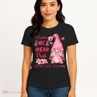 October We Wear Pink Gnome Breast Cancer Awareness Women's T-Shirt thumb 4