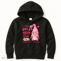 October We Wear Pink Gnome Breast Cancer Awareness Kids Hoodie thumb 0