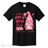 October We Wear Pink Gnome Breast Cancer Awareness Kids T-Shirt thumb 0