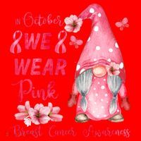 October We Wear Pink Gnome Breast Cancer Awareness Santa Hat thumb 1