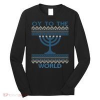 Oy To The  World Hanuka Ugly Sweater  Long Sleeve Shirt thumb 0