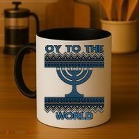 Oy To The  World Hanuka Ugly Sweater  Coffee Mug thumb 4