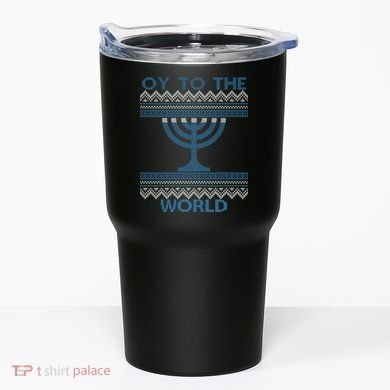 Oy To The  World Hanuka Ugly Sweater  Tumbler