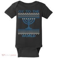 Oy To The  World Hanuka Ugly Sweater  Baby Bodysuit thumb 0