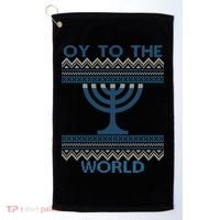 Oy To The  World Hanuka Ugly Sweater  Golf Towel thumb 0