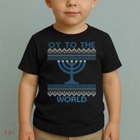 Oy To The  World Hanuka Ugly Sweater  Toddler T-Shirt thumb 2