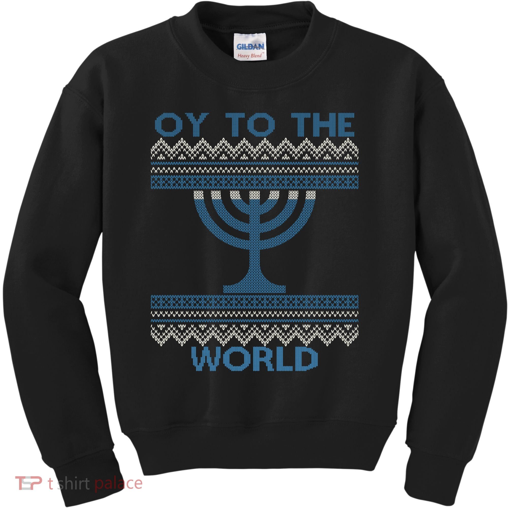 Oy To The  World Hanuka Ugly Sweater  Kids Sweatshirt