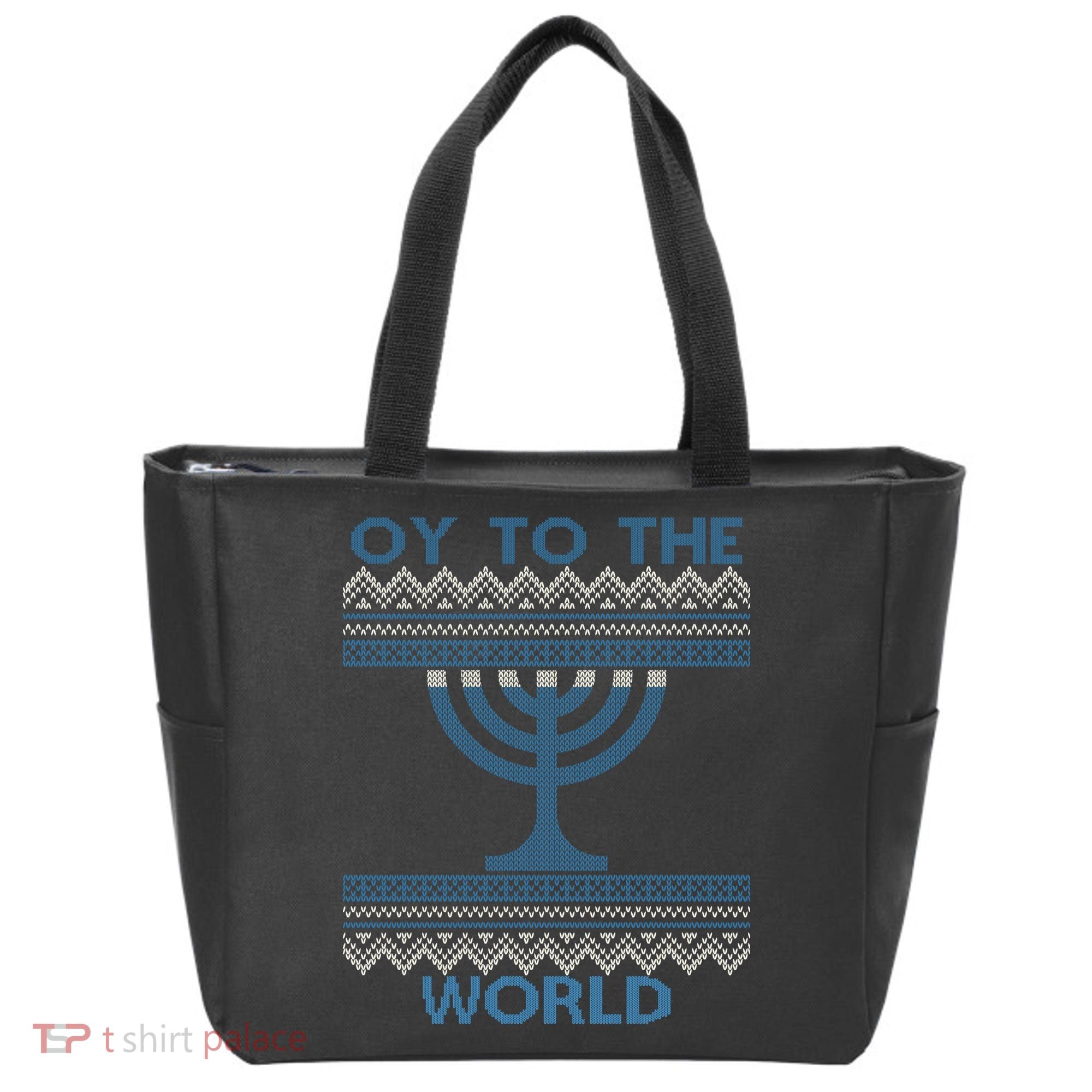 Oy To The  World Hanuka Ugly Sweater  Tote Bag