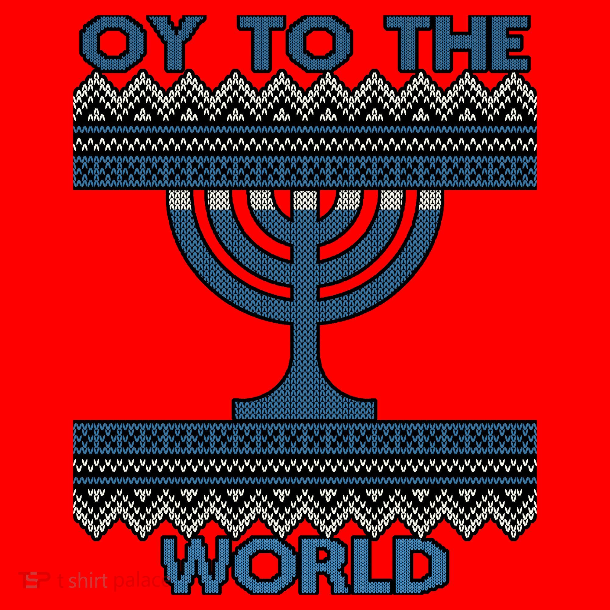 Oy To The  World Hanuka Ugly Sweater  Santa Hat