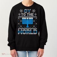 Oy To The World Ugly Hanukkah Sweater Women's Sweatshirt thumb 0