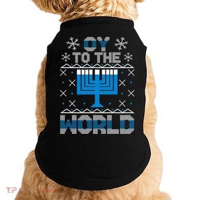 Oy To The World Ugly Hanukkah Sweater Doggie Tank