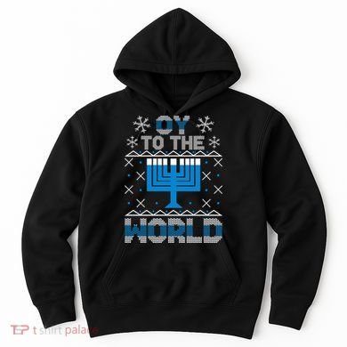 Oy To The World Ugly Hanukkah Sweater Hoodie