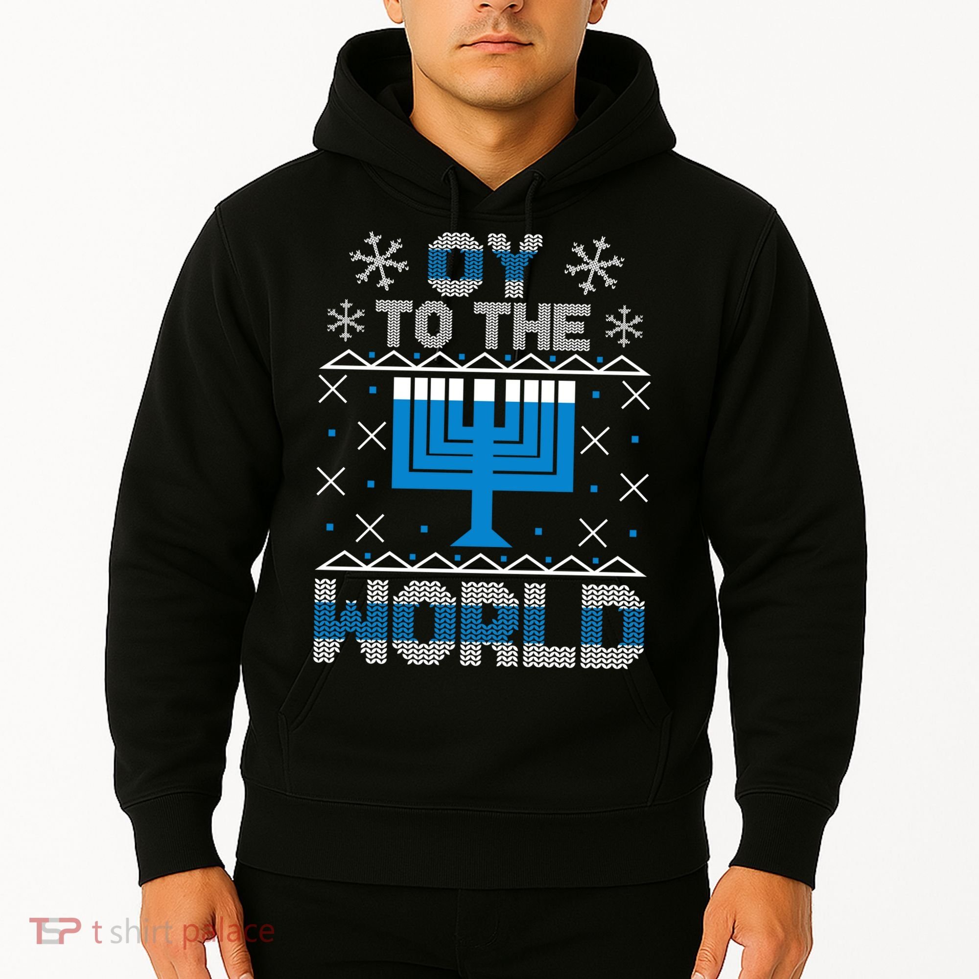 Oy To The World Ugly Hanukkah Sweater Hoodie