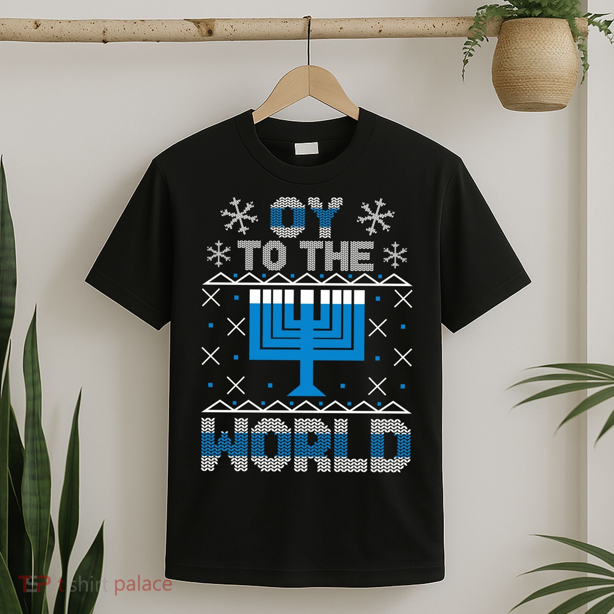 Oy To The World Ugly Hanukkah Sweater T-Shirt