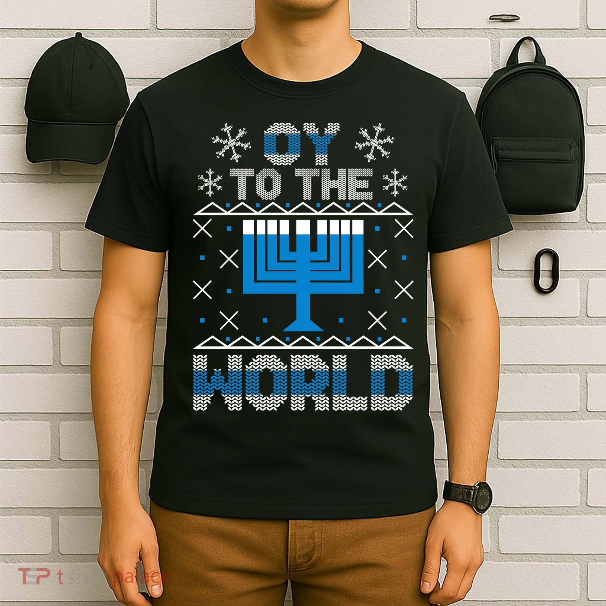 Oy To The World Ugly Hanukkah Sweater T-Shirt