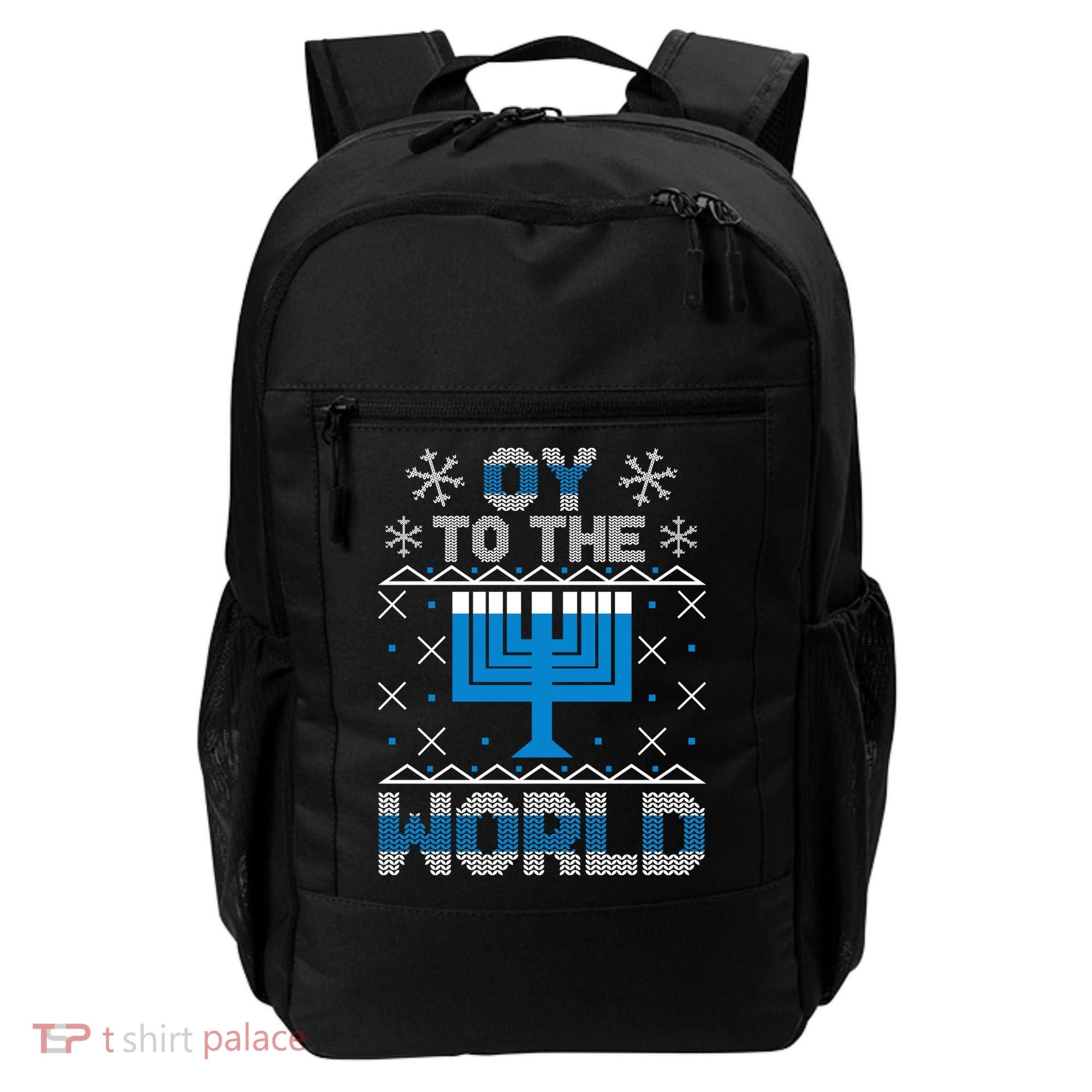 Oy To The World Ugly Hanukkah Sweater Backpack