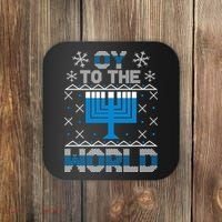 Oy To The World Ugly Hanukkah Sweater Coaster thumb 0
