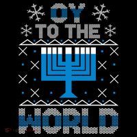 Oy To The World Ugly Hanukkah Sweater Women's Hoodie thumb 2