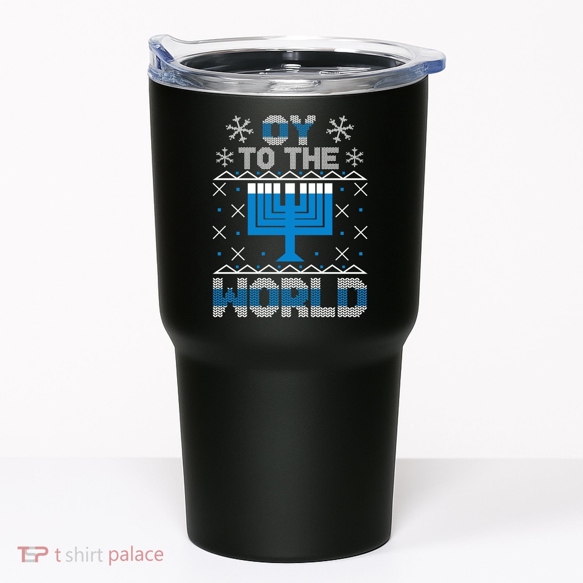 Oy To The World Ugly Hanukkah Sweater Tumbler