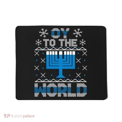 Oy To The World Ugly Hanukkah Sweater Mousepad