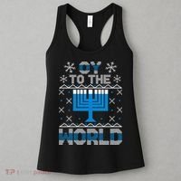 Oy To The World Ugly Hanukkah Sweater Women's Tank Top thumb 3