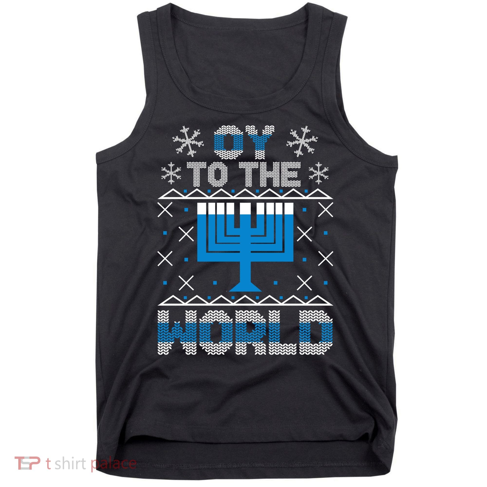 Oy To The World Ugly Hanukkah Sweater Tank Top