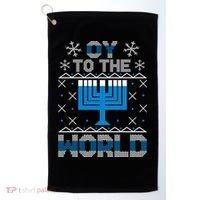 Oy To The World Ugly Hanukkah Sweater Golf Towel thumb 0